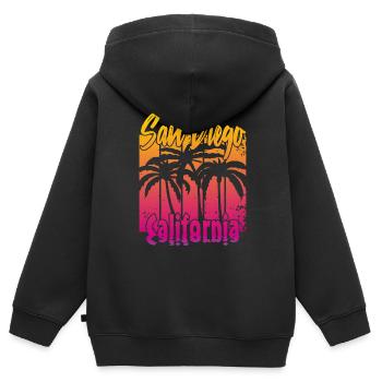 Vintage San Diego California - Kinder Premium Organic Zip Hoodie - Schwarz - Hinten - AI Model Kid Male (0cm)