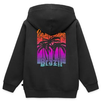 Rio de Janeiro Brazil - Kinder Premium Organic Zip Hoodie - Schwarz - Hinten - AI Model Kid Male (0cm)