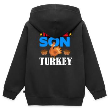 Je suis le fils de la Turquie - Sweat Premium à capuche zippé enfant bio - noir - Dos - AI Model Kid Male (0cm)