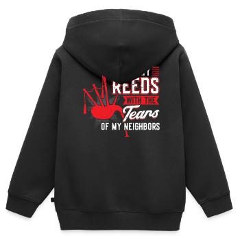 J’ai mouillé mes roseaux avec les larmes de mes voisins - Sweat Premium à capuche zippé enfant bio - noir - Dos - AI Model Kid Male (0cm)