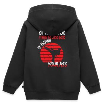 Taekwondo Train to look good funny Martial arts - Kinder Premium Organic Zip Hoodie - Schwarz - Hinten - AI Model Kid Male (0cm)