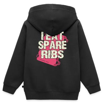Je mange des côtes levées - Sweat Premium à capuche zippé enfant bio - noir - Dos - AI Model Kid Male (0cm)