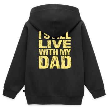 Je vis toujours avec mon père - Sweat Premium à capuche zippé enfant bio - noir - Dos - AI Model Kid Male (0cm)