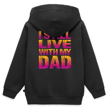 Je vis toujours avec mon père - Sweat Premium à capuche zippé enfant bio - noir - Dos - AI Model Kid Male (0cm)