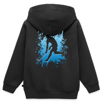 Floorball Player Vintage Graphic Floorballer Floor - Kids Premium Organic Zip-up Hoodie - black - Back - AI Model Kid Male (0cm)