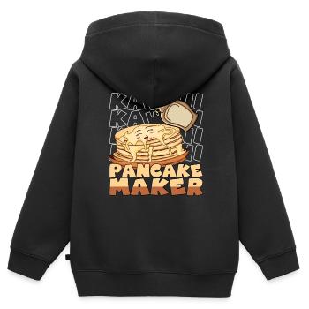 Kawaii Pancake Maker Lächelte Pfannkuchen Sirup - Kinder Premium Organic Zip Hoodie - Schwarz - Hinten - AI Model Kid Male (0cm)