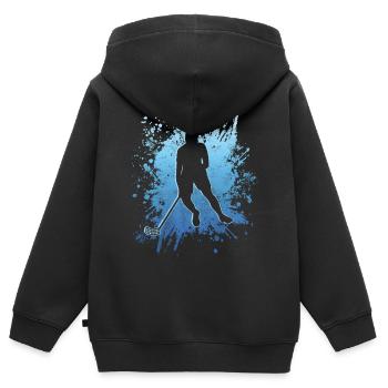 Jeu de floorball Floorballer Innebandy Floorball - Sweat Premium à capuche zippé enfant bio - noir - Dos - AI Model Kid Male (0cm)