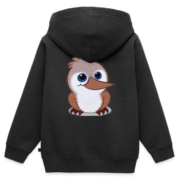Kookaburra Zeichnung - Kinder Premium Organic Zip Hoodie - Schwarz - Hinten - AI Model Kid Male (0cm)
