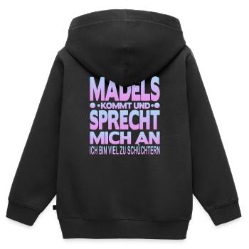 Ich bin Schüchtern - Kinder Premium Organic Zip Hoodie - Schwarz - Hinten - AI Model Kid Male (0cm)