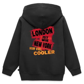 London England UK Stadt Spruch Ist Wie New York - Kinder Premium Organic Zip Hoodie - Schwarz - Hinten - AI Model Kid Male (0cm)