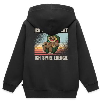 Ich Schlafe Nicht Ich Spare Energie - Kinder Premium Organic Zip Hoodie - Schwarz - Hinten - AI Model Kid Male (0cm)