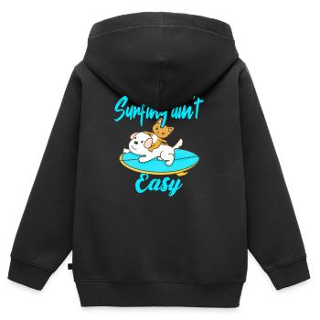 Le surf n’est pas facile - Sweat Premium à capuche zippé enfant bio - noir - Dos - AI Model Kid Male (0cm)