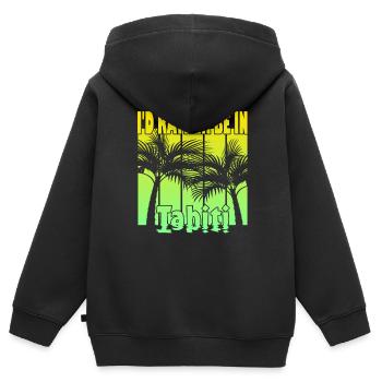Ich wäre lieber in Tahiti - Kinder Premium Organic Zip Hoodie - Schwarz - Hinten - AI Model Kid Male (0cm)