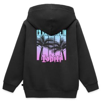 Ich wäre lieber in Tahiti - Kinder Premium Organic Zip Hoodie - Schwarz - Hinten - AI Model Kid Male (0cm)
