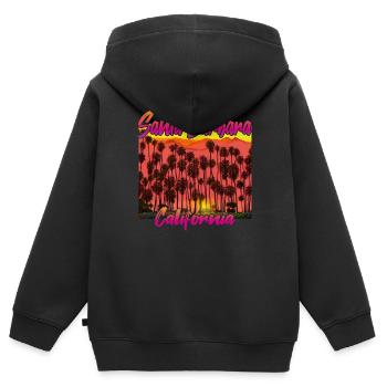 Santa Barbara Californie - Sweat Premium à capuche zippé enfant bio - noir - Dos - AI Model Kid Male (0cm)