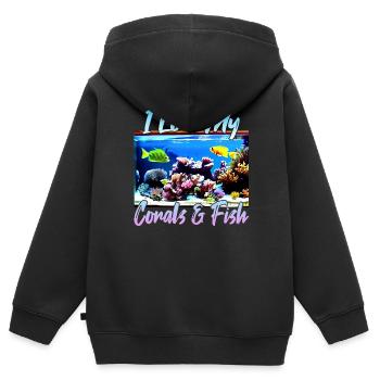 Salzwasseraquarium Korallen Fische - Kinder Premium Organic Zip Hoodie - Schwarz - Hinten - AI Model Kid Male (0cm)
