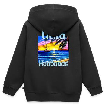 Utila Honduras - Kinder Premium Organic Zip Hoodie - Schwarz - Hinten - AI Model Kid Male (0cm)