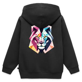 Polygon Löwe - Kinder Premium Organic Zip Hoodie - Schwarz - Hinten - AI Model Kid Male (0cm)
