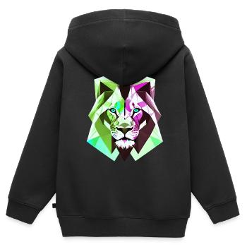 Polygon Löwe - Kinder Premium Organic Zip Hoodie - Schwarz - Hinten - AI Model Kid Male (0cm)