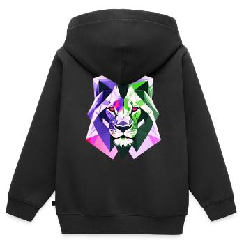 Polygon Löwe - Kinder Premium Organic Zip Hoodie - Schwarz - Hinten - AI Model Kid Male (0cm)