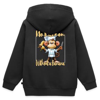 Kitchen Monkey Banana Vibes - Kids Premium Organic Zip-up Hoodie - black - Back - AI Model Kid Male (0cm)
