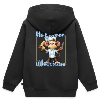Kitchen Monkey Banana Vibes - Kids Premium Organic Zip-up Hoodie - black - Back - AI Model Kid Male (0cm)