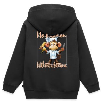 Kitchen Monkey Banana Vibes - Kids Premium Organic Zip-up Hoodie - black - Back - AI Model Kid Male (0cm)