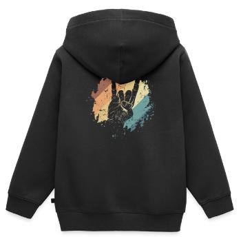 Heavy Metal Hand Signal Music Band Genre - Sweat Premium à capuche zippé enfant bio - noir - Dos - AI Model Kid Male (0cm)