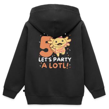 5th birthday axolotl five years old sweet axolotls - Kids Premium Organic Zip-up Hoodie - black - Back - AI Model Kid Male (0cm)