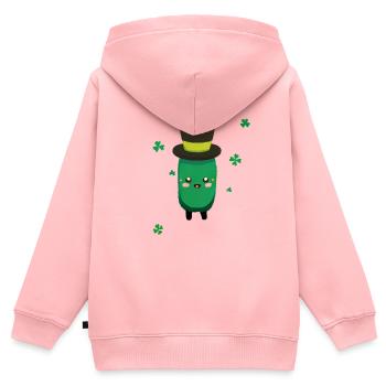 Saint Patrick - Concombre - Sweat Premium à capuche zippé enfant bio - rose - Dos - AI Model Kid Female (0cm)