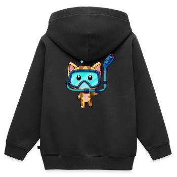 Katze Schnorchel Taucher schnorcheln - Kinder Premium Organic Zip Hoodie - Schwarz - Hinten - AI Model Kid Male (0cm)