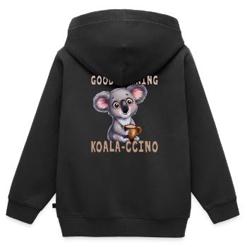 Guten Morgen Koala-Cchino - Kinder Premium Organic Zip Hoodie - Schwarz - Hinten - AI Model Kid Male (0cm)