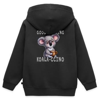 Guten Morgen Koala-Cchino - Kinder Premium Organic Zip Hoodie - Schwarz - Hinten - AI Model Kid Male (0cm)