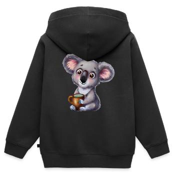 Koala Tee - Kinder Premium Organic Zip Hoodie - Schwarz - Hinten - AI Model Kid Male (0cm)