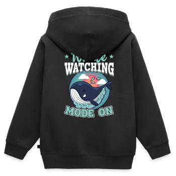 Whale Watching Mode On - Whale - Kinder Premium Organic Zip Hoodie - Schwarz - Hinten - AI Model Kid Male (0cm)
