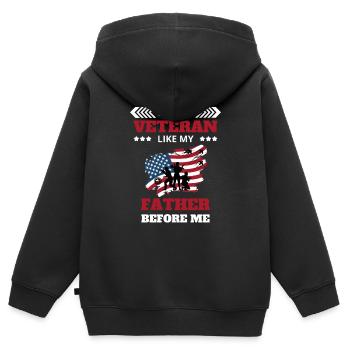 Ich bin ein Veteran - Kinder Premium Organic Zip Hoodie - Schwarz - Hinten - AI Model Kid Male (0cm)