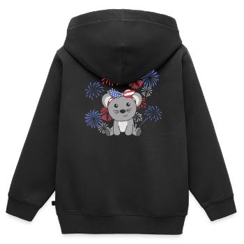 4 juillet American Mouse for Kids USA Mouse - Sweat Premium à capuche zippé enfant bio - noir - Dos - AI Model Kid Male (0cm)