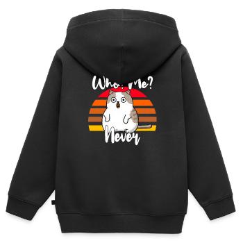 Who, me? Never - Erschrockene Katze - Kinder Premium Organic Zip Hoodie - Schwarz - Hinten - AI Model Kid Male (0cm)