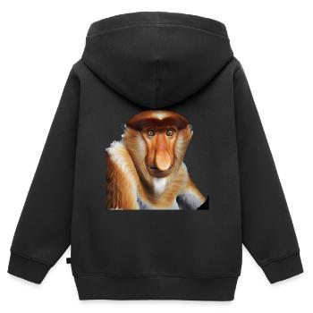 Der exotische Nasenaffe - Kinder Premium Organic Zip Hoodie - Schwarz - Hinten - AI Model Kid Male (0cm)