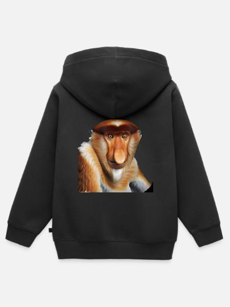 Der exotische Nasenaffe - Kinder Premium Organic Zip Hoodie - Schwarz