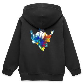 Farbenfroher Jesus - Kinder Premium Organic Zip Hoodie - Schwarz - Hinten - AI Model Kid Male (0cm)