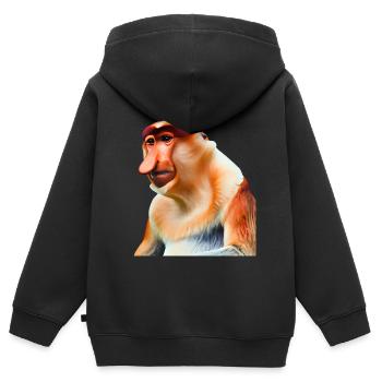 Der exotische Nasenaffe - Kinder Premium Organic Zip Hoodie - Schwarz - Hinten - AI Model Kid Male (0cm)