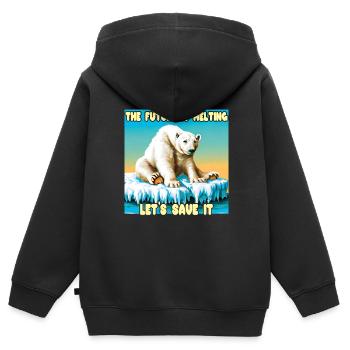 The Future is melting - Kids Premium Organic Zip-up Hoodie - black - Back - AI Model Kid Male (0cm)