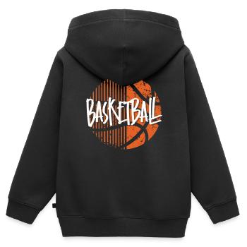 Joueurs de basket-ball - Sweat Premium à capuche zippé enfant bio - noir - Dos - AI Model Kid Male (0cm)