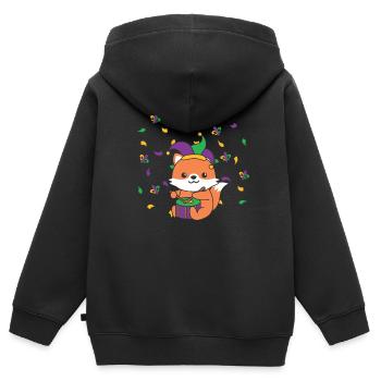 Fasching Fuchs mit Trommel Faschings Kostüm - Kinder Premium Organic Zip Hoodie - Schwarz - Hinten - AI Model Kid Male (0cm)
