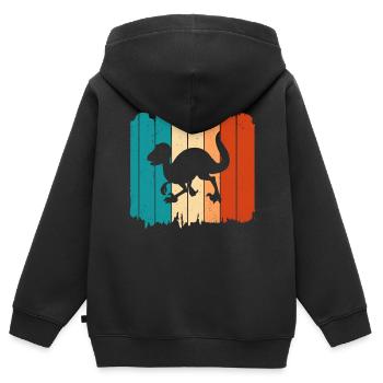 Velociraptor Dino Dinosaurier - Kinder Premium Organic Zip Hoodie - Schwarz - Hinten - AI Model Kid Male (0cm)