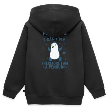 Les pingouins ne peuvent pas voler Je suis un oiseau pingouin - Sweat Premium à capuche zippé enfant bio - noir - Dos - AI Model Kid Male (0cm)