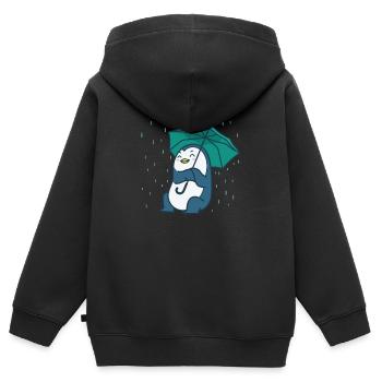 Pingouin avec un parapluie Antarctique - Sweat Premium à capuche zippé enfant bio - noir - Dos - AI Model Kid Male (0cm)