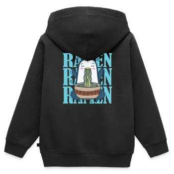 Pingouin avec nouilles ramen Oiseau antarctique - Sweat Premium à capuche zippé enfant bio - noir - Dos - AI Model Kid Male (0cm)