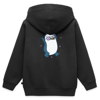 Pingouin Antarctique Animal Oiseau - Sweat Premium à capuche zippé enfant bio - noir - Dos - AI Model Kid Male (0cm)